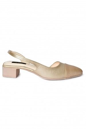 Buy Aurelia Textured Beige Pointed Block Heel Online for