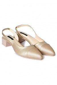 Aurelia Textured Beige Pointed Block Heel