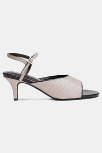 Aurelia Glitter Gold Glitter Square Kitten Heel