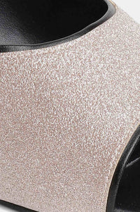 Aurelia Glitter Gold Glitter Square Kitten Heel