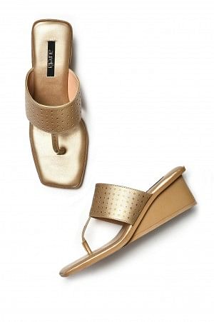 Aurelia GOLD Laser Cut Square Toe Wedge