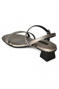 Aurelia Pewter Solid Square Toe Block Heel