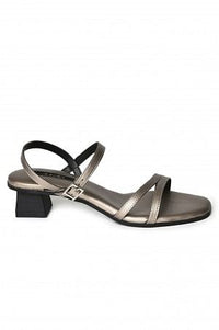 Aurelia Pewter Solid Square Toe Block Heel
