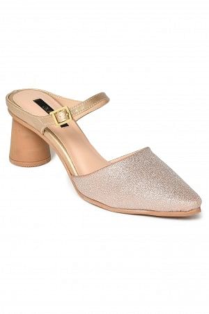 Aurelia Glitter Gold Glitter 2 Pointed Block Heel