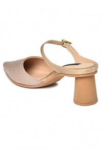 Aurelia Glitter Gold Glitter 2 Pointed Block Heel