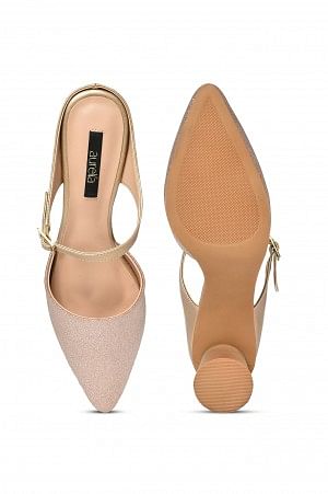 Aurelia Glitter Gold Glitter 2 Pointed Block Heel