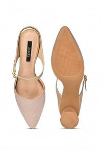 Aurelia Glitter Gold Glitter 2 Pointed Block Heel