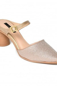 Aurelia Glitter Gold Glitter 2 Pointed Block Heel
