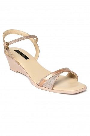 Buy Aurelia Glitter Rose Gold Glitter Square Wedge Online for Woman Shop for Aurelia