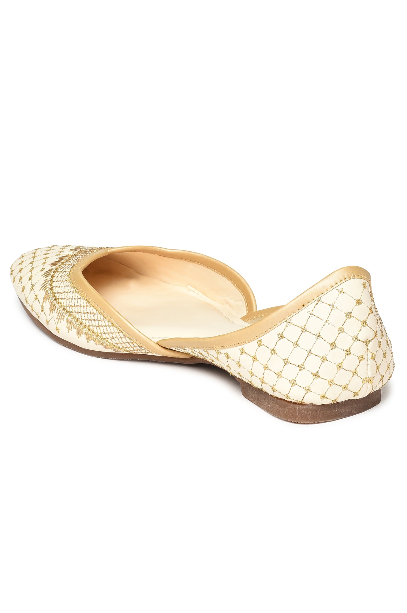 Aurelia Embroidered Ecru Square Flat