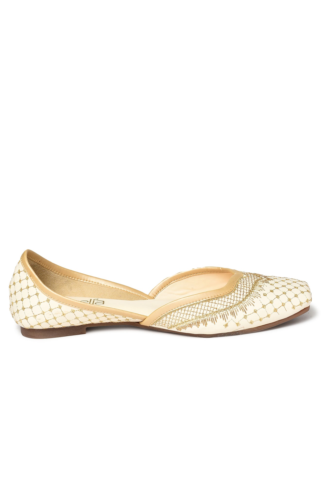 Aurelia Embroidered Ecru Square Flat