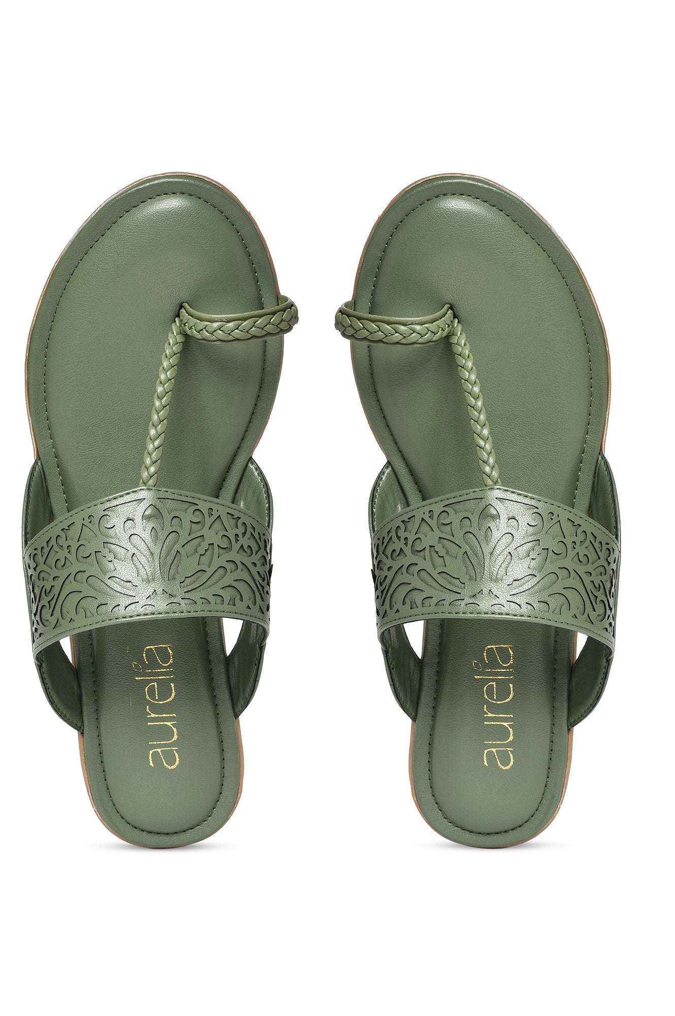 Aurelia Laser Cut Green Round Flat