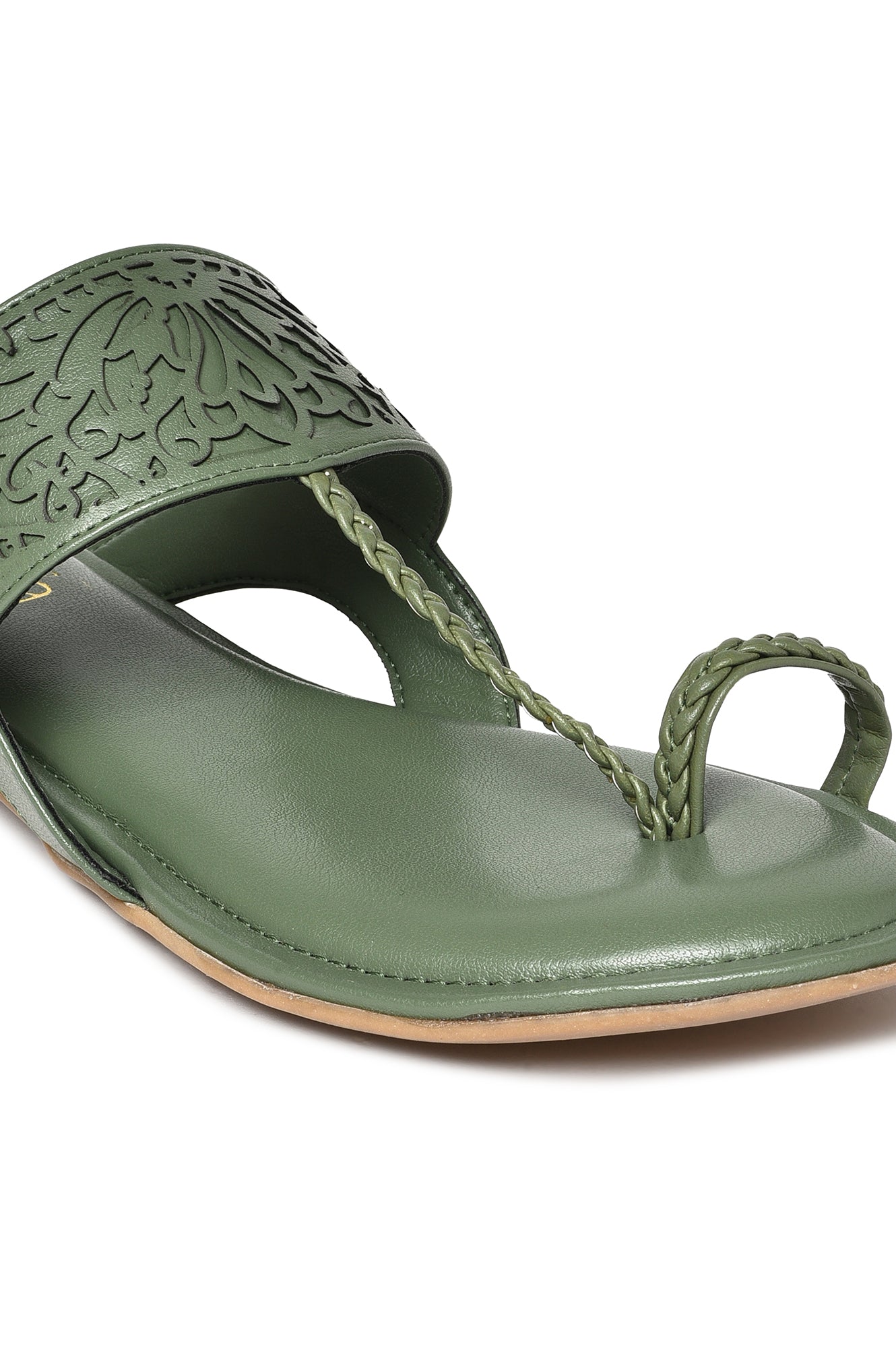 Aurelia Laser Cut Green Round Flat