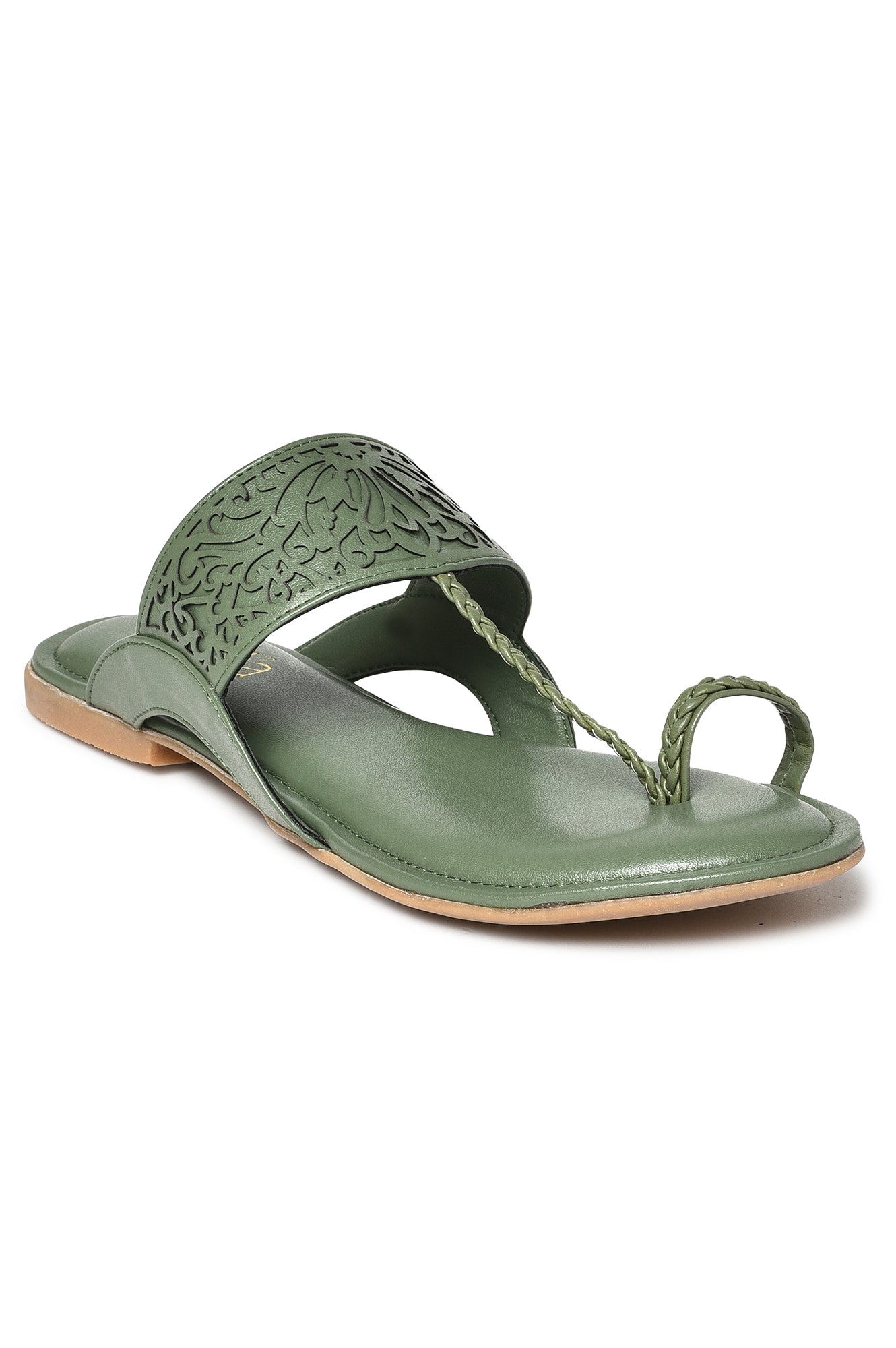 Aurelia Laser Cut Green Round Flat