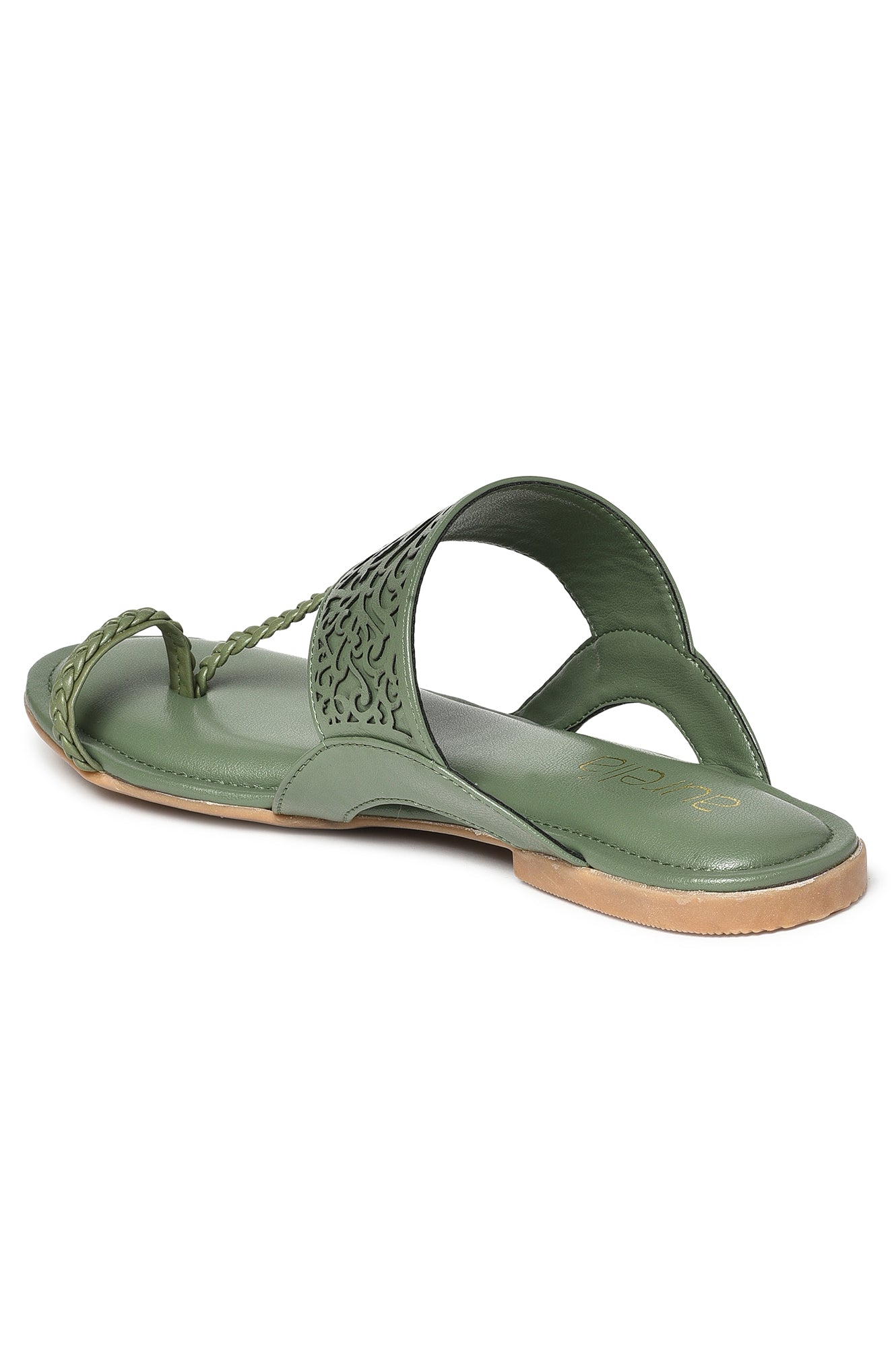 Aurelia Laser Cut Green Round Flat