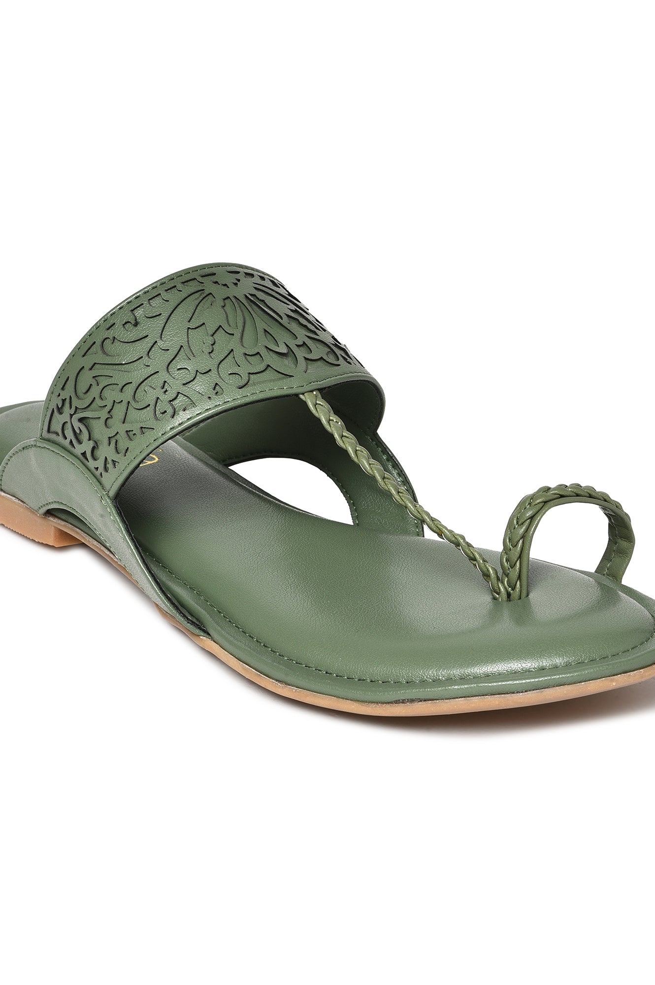 Aurelia Laser Cut Green Round Flat