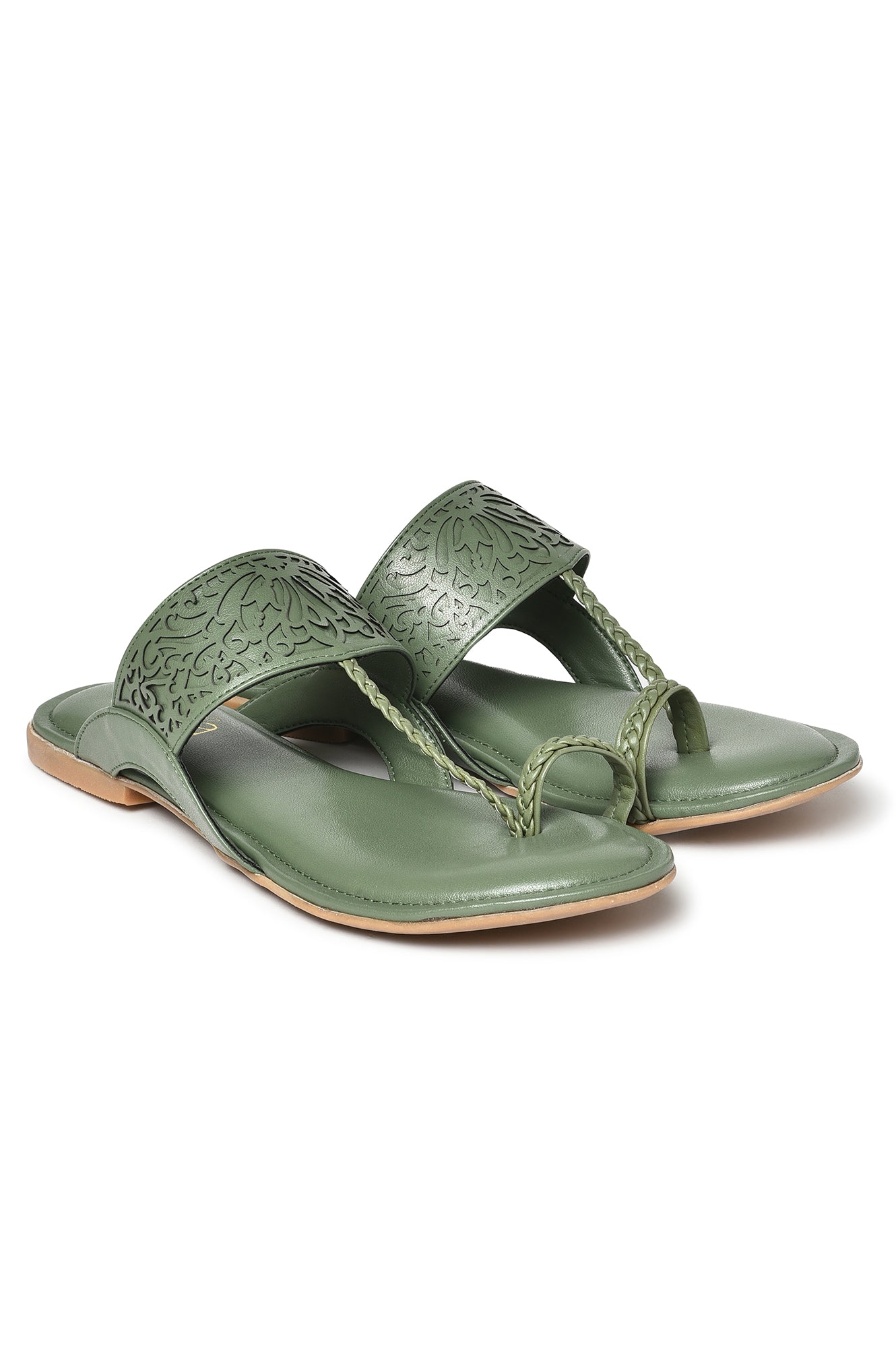 Aurelia Laser Cut Green Round Flat