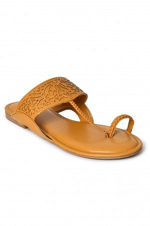 Aurelia Laser Cut Mustard Round Flat