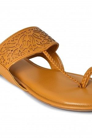 Aurelia Laser Cut Mustard Round Flat