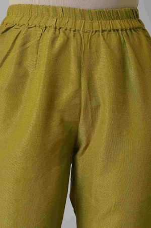 Green Zari Embroidered Kurta with Straight Palazzo Set