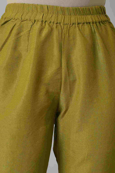 Green Zari Embroidered Kurta with Straight Palazzo Set