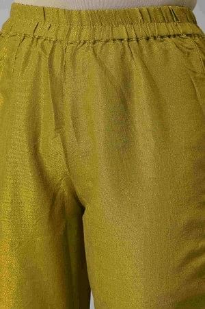 Green Zari Embroidered Kurta with Straight Palazzo Set