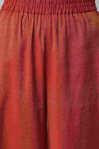 Red Zari Embroidered kurta and Straight Palazzo Set