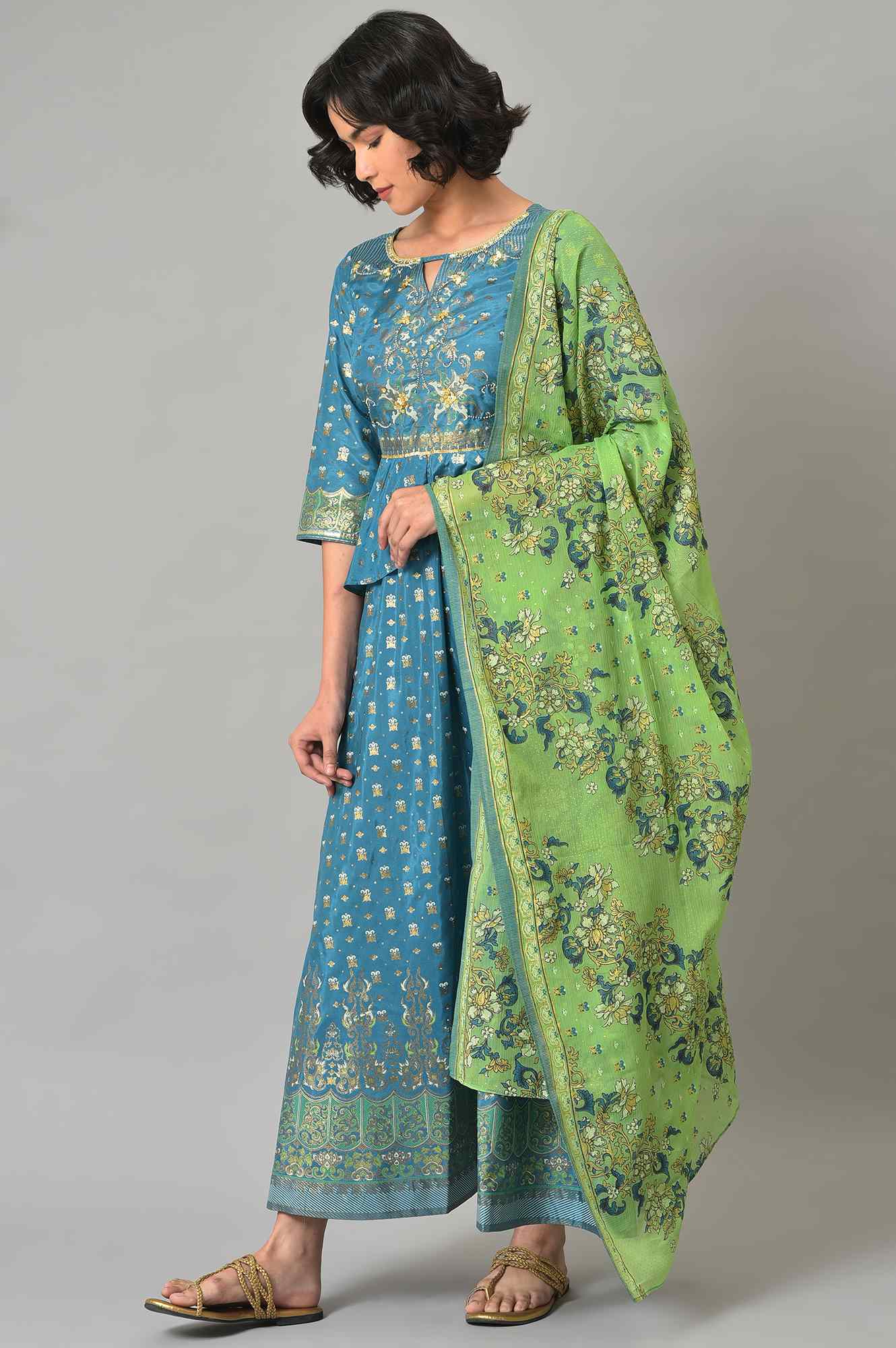 Aurelia Ocean Death kurta Flared Skirt Dupatta