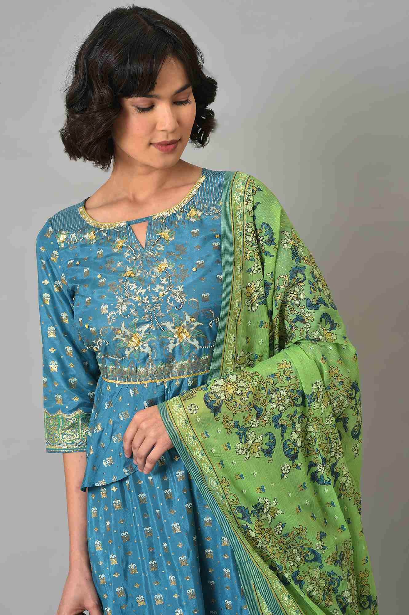 Aurelia Ocean Death kurta Flared Skirt Dupatta