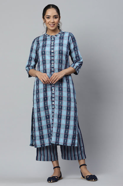 Blue kurta and Straight Pants Co-ord Set