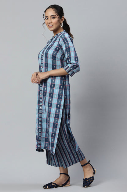 Blue kurta and Straight Pants Co-ord Set