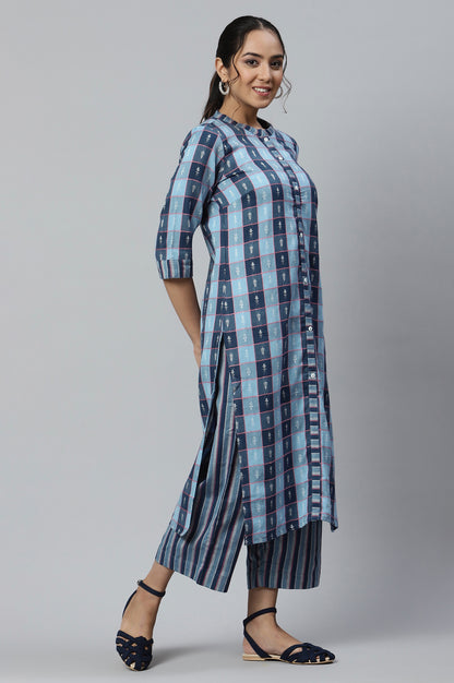 Blue kurta and Straight Pants Co-ord Set