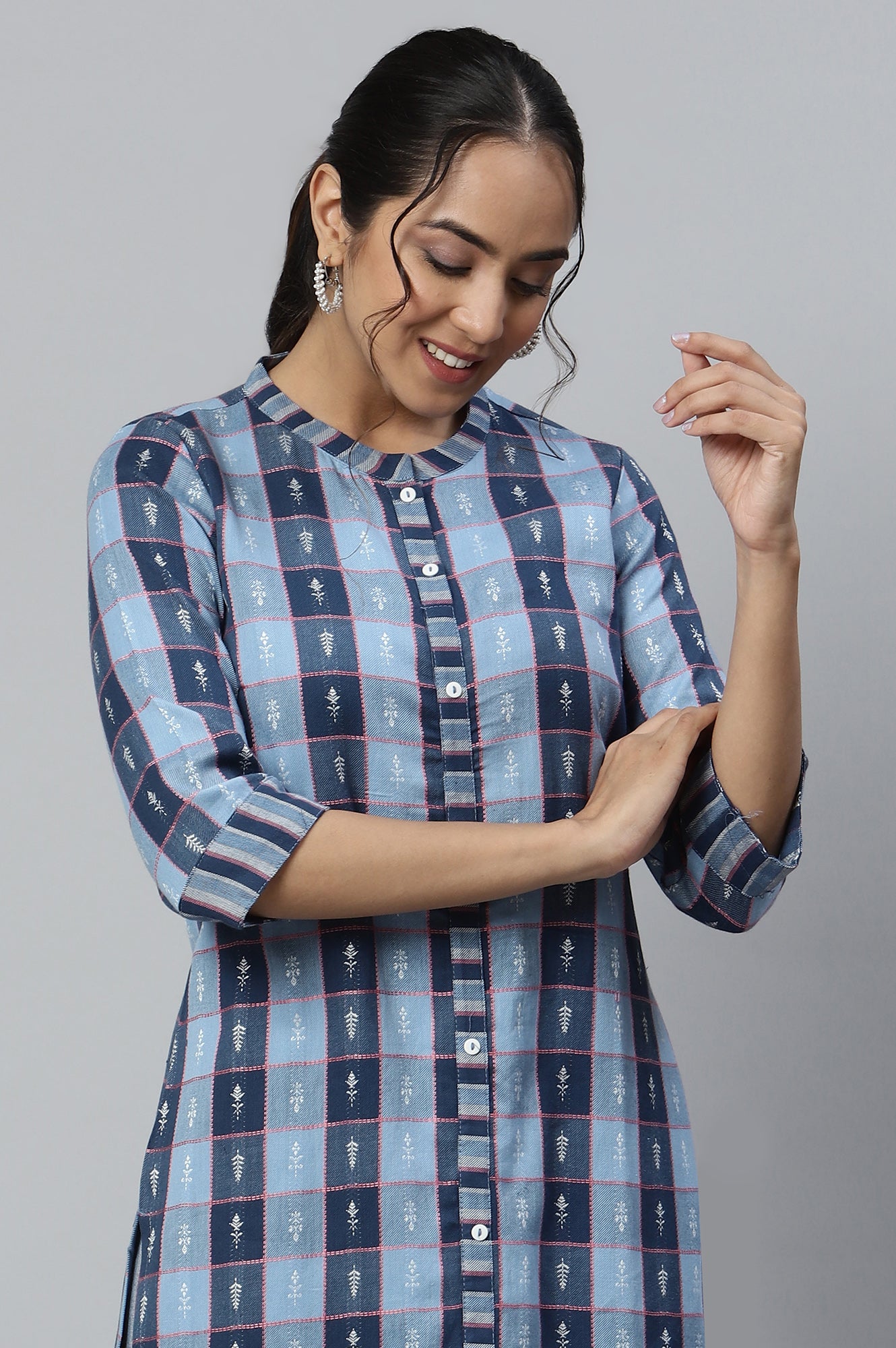 Blue kurta and Straight Pants Co-ord Set