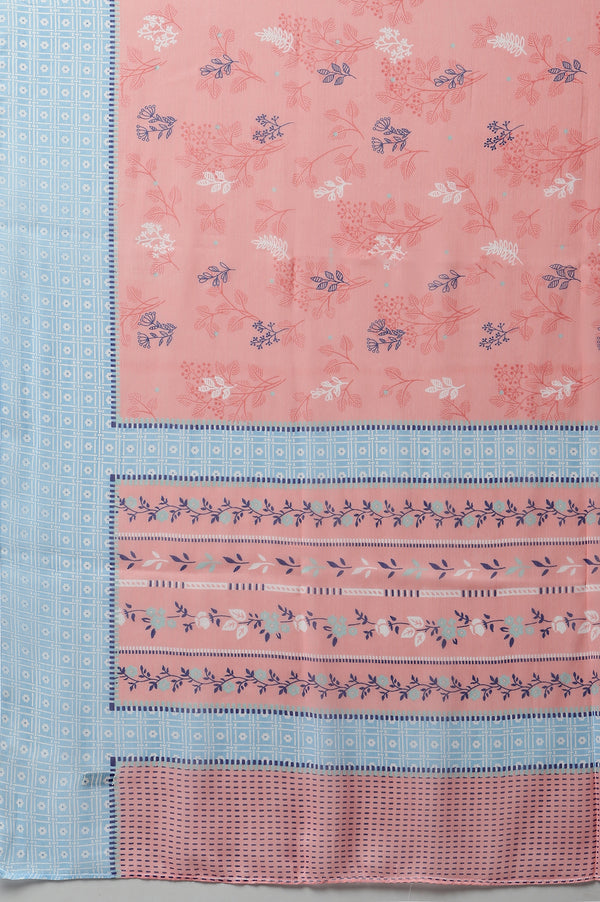 Blue Straight Kurta, Peach Culottes And Dupatta Set