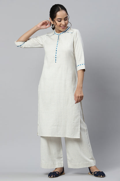 Natural Printed Cotton Flax kurta and Straight Palazzo