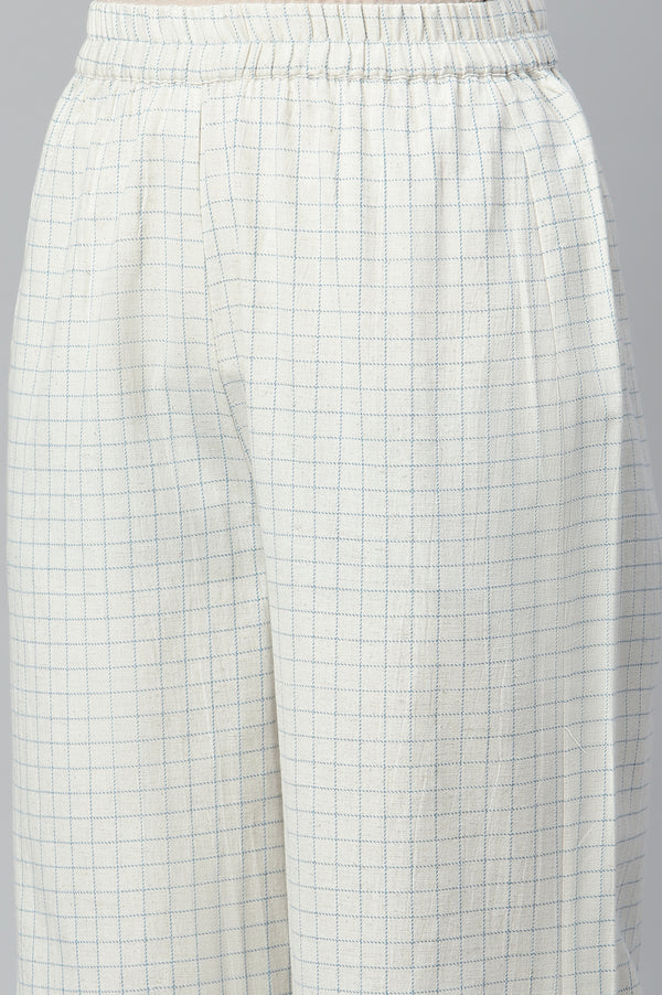 Natural Printed Cotton Flax Kurta And Straight Palazzo