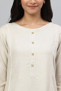 Biege Solid kurta with Straight Palazzo