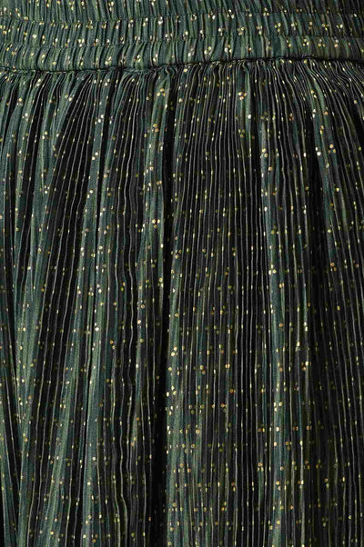 Green Embroidered kurta with Flared Skirt and Golden Dupatta