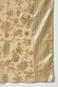 Green Embroidered kurta with Flared Skirt and Golden Dupatta