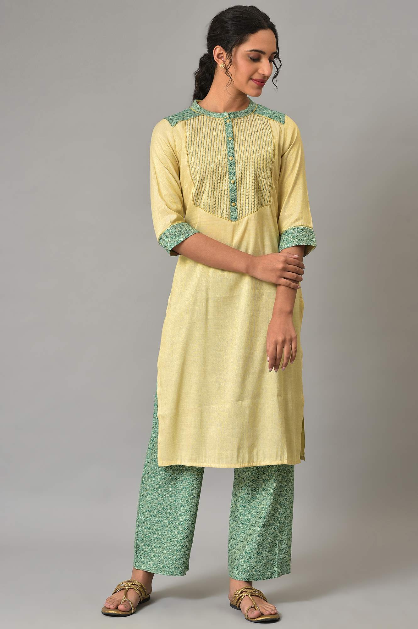 Aurelia Natural kurta-Palazzo-