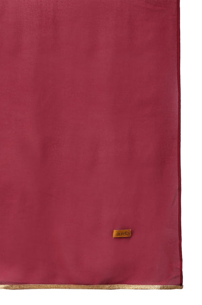 LIVA Maroon Floral Printed Dress with Embroidered Dupatta