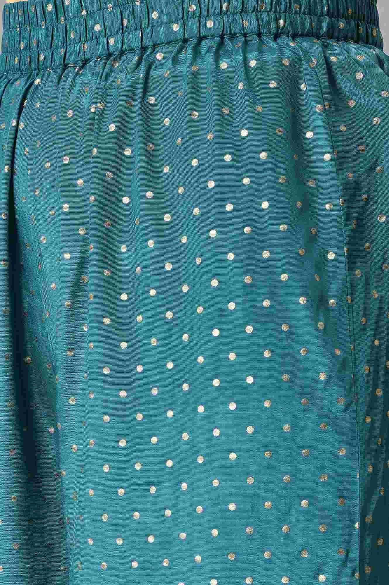 Green Shantung LIVA kurta with Gathered Sharara