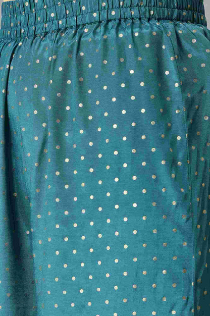 Green Shantung LIVA kurta with Gathered Sharara