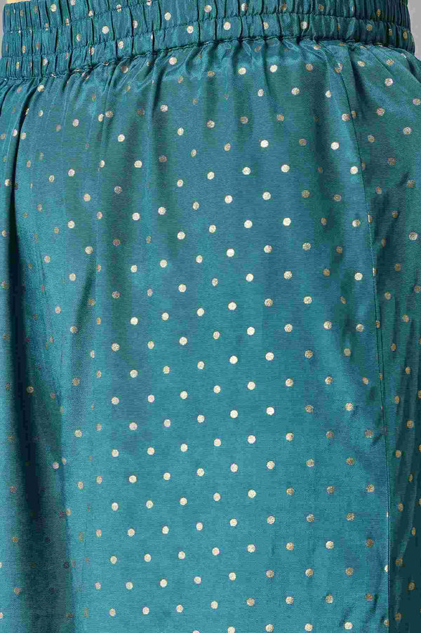 Blue Shantung LIVA Kurta with Gathered Sharara