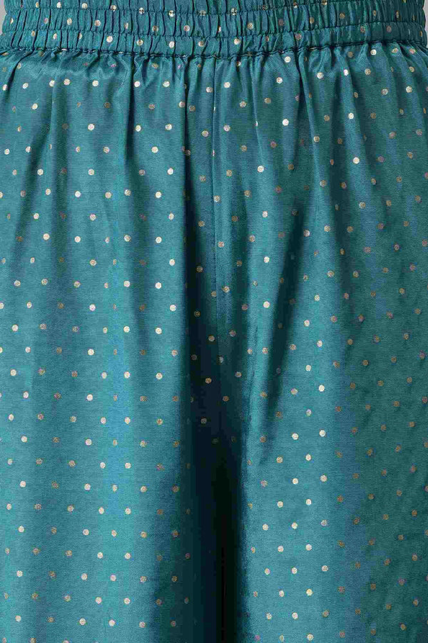 Green Shantung Liva Kurta With Gathered Sharara