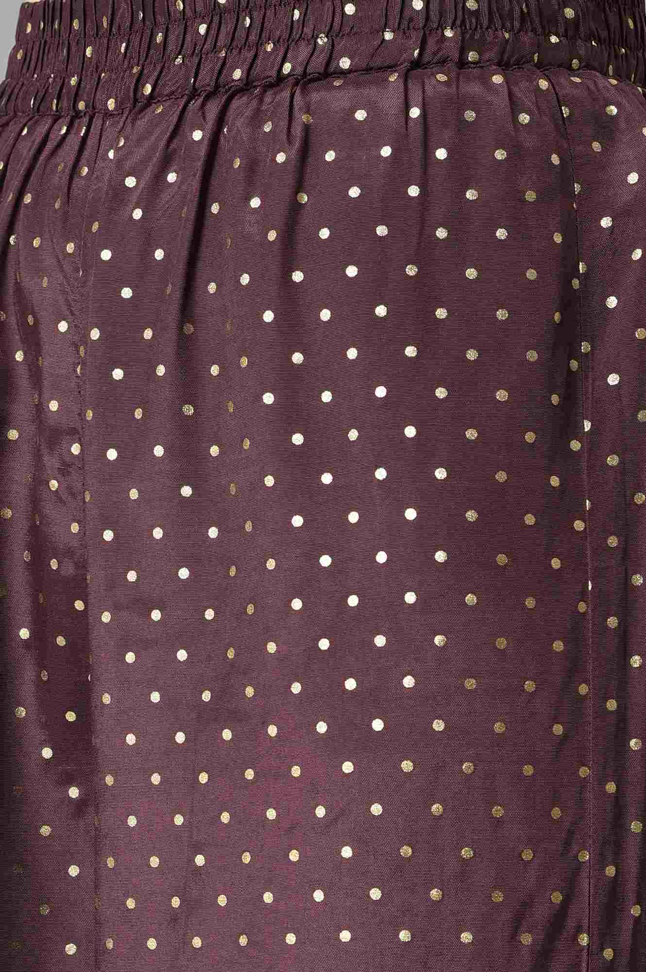 Brown Shantung Liva Kurta With Gathered Sharara