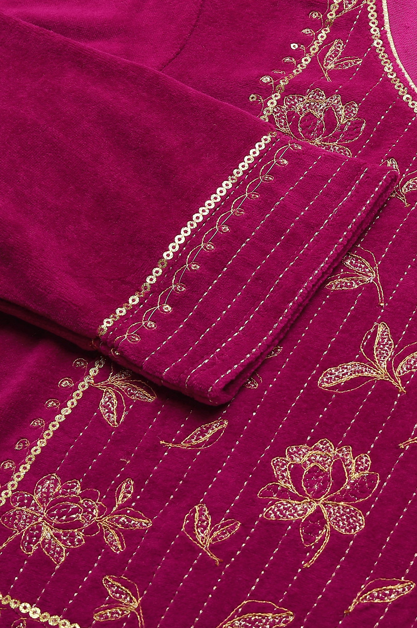 Maroon Embroidered kurta with Pants Set