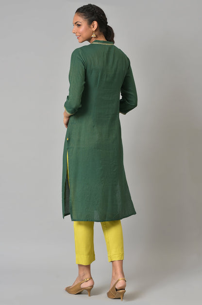 Green Liva Zari Embroidered Kurta With Trousers