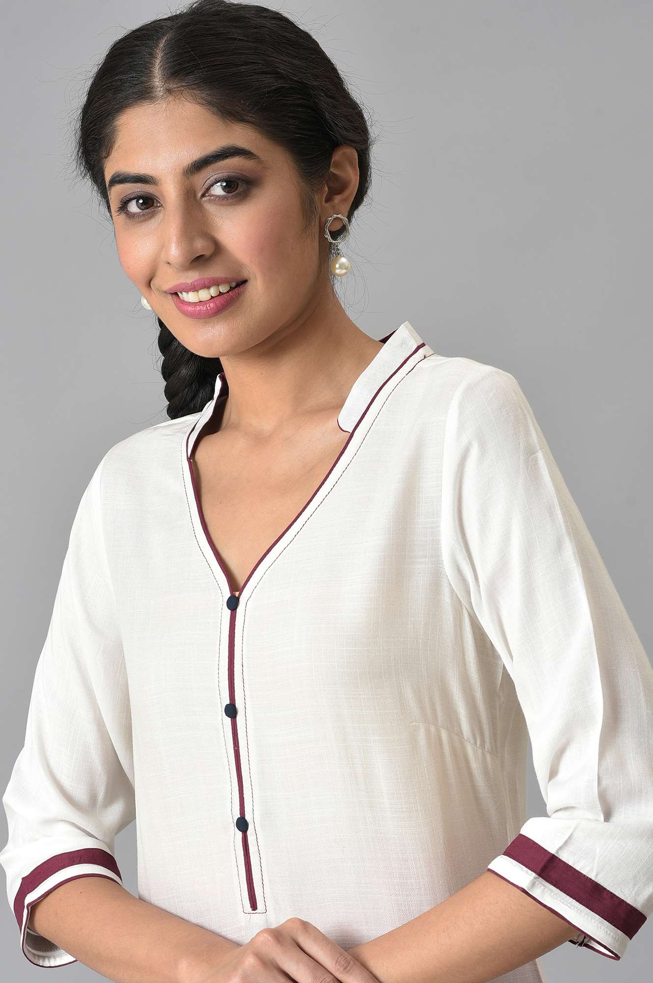 White Printed kurta with Maroor Palazzo