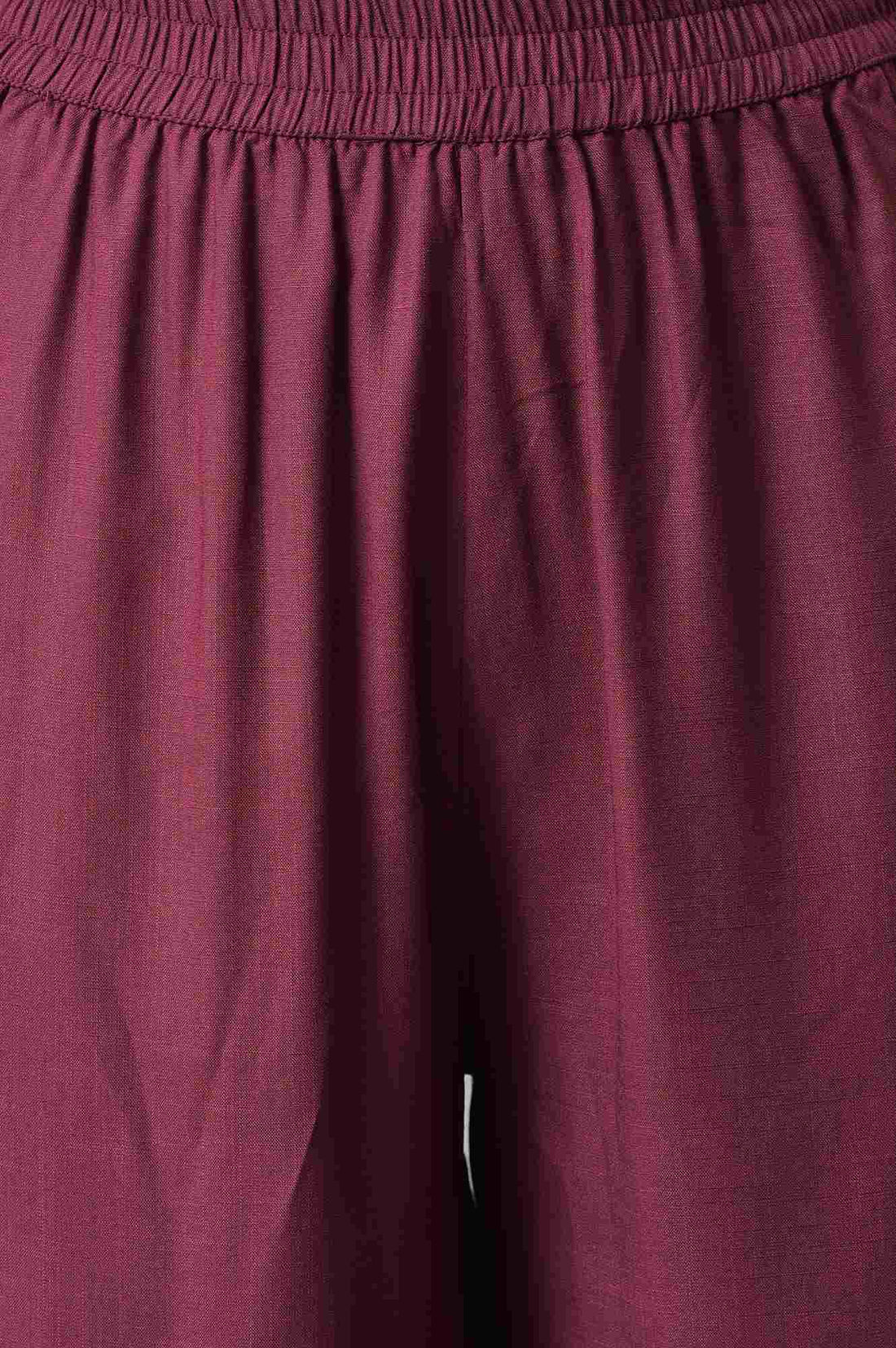 White Printed Kurta With Maroor Palazzo